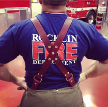 Load image into Gallery viewer, Firefighter Leather Suspenders
